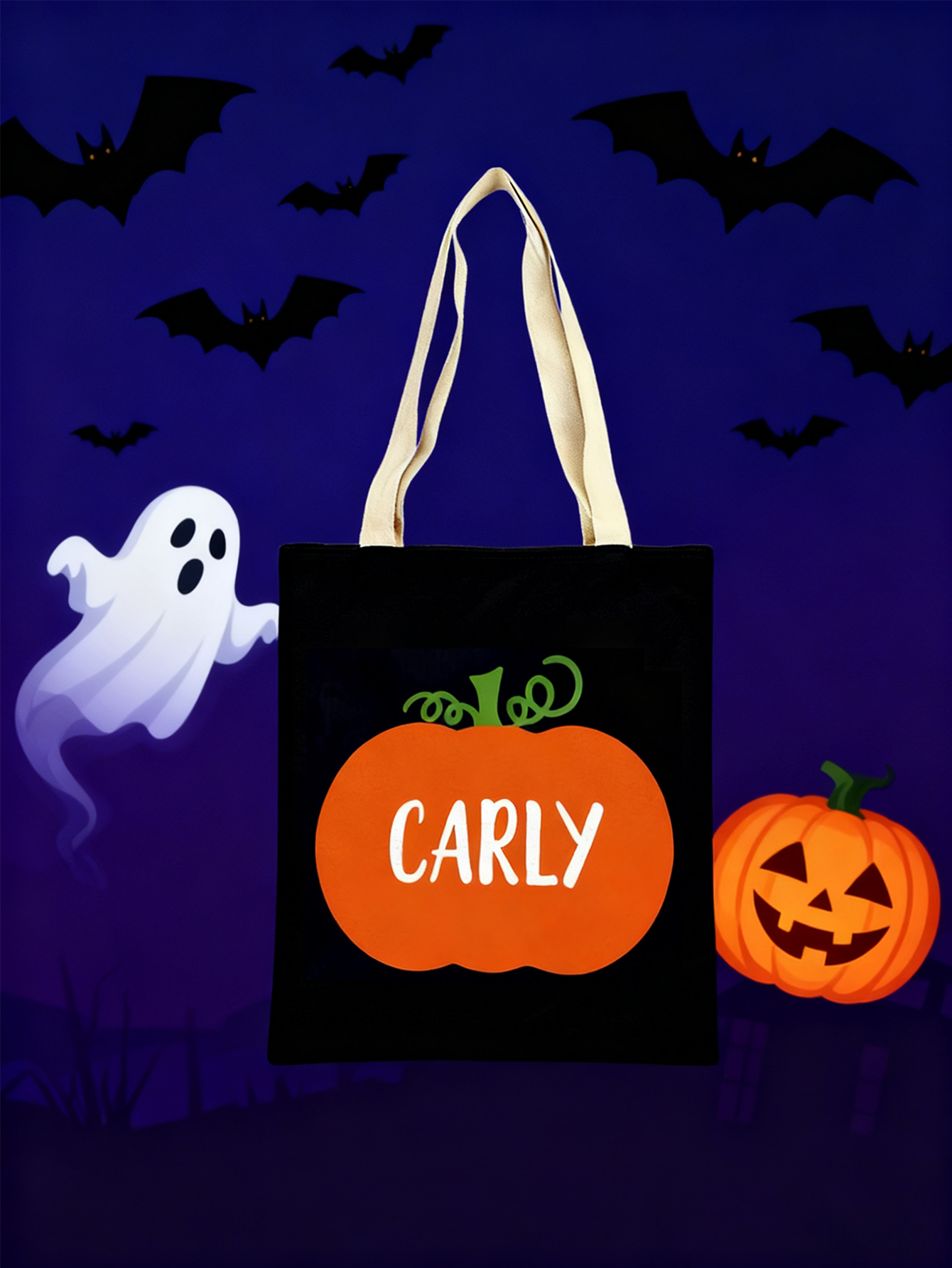 Personalized Pumpkin Halloween Treat Bag